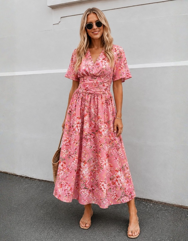 Esther & Co - Tivona Dress - Peach Blossom