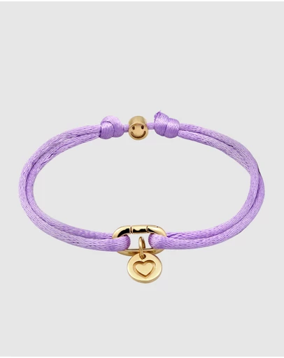 Elli Jewelry - Heart Charm Purple Satin Bracelet