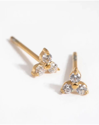 Lovisa - 24 Carat Gold Plated Surgical Steel Cubic Zirconia Cluster Stud Earrings