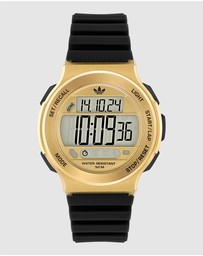 adidas Originals - Expression Three Digital IP Gold-Tone Black Silicone Watch