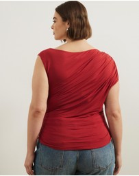 Atmos&Here Curvy - Lila Gathered Shoulder Bamboo Top