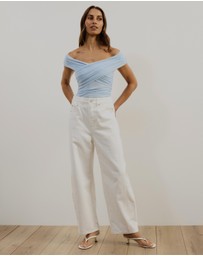 Atmos&Here - Ophelia Cross Off Shoulder Mesh Top