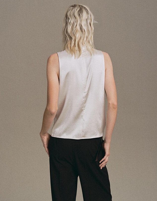 M.N.G - High Collar Satin Blouse