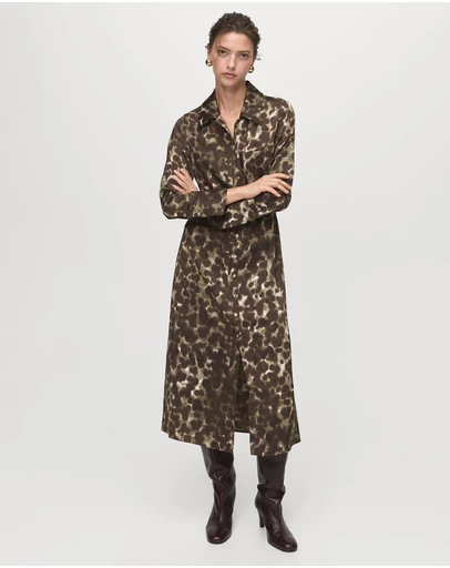 M.N.G - Printed Shirt Dress With Belt