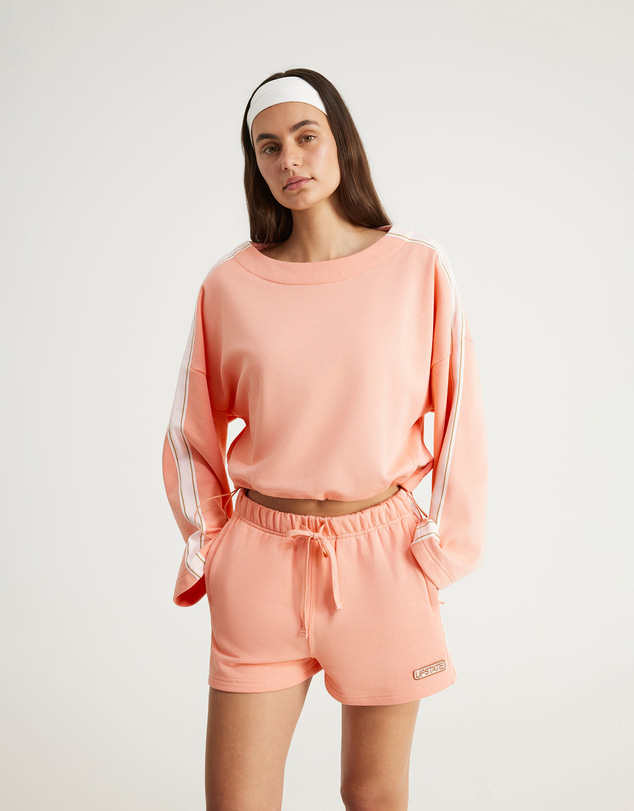 Upstate - Terry Boxy Crop Long Sleeve Top - Peach