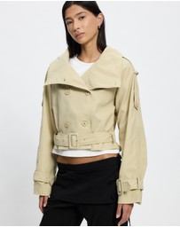 Lioness - Blanc Cropped Trench Coat - ICONIC EXCLUSIVE