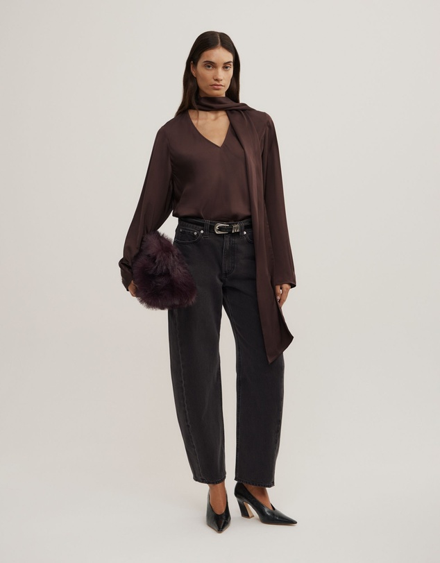 Witchery - Long Sleeve V-neck Scarf Top