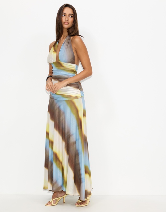 Dazie - Topaz Mesh Halter Maxi Dress