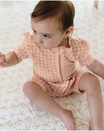 Kynd Baby - Day Or Night Short Sleeve Frill Onesie in Heart Gingham