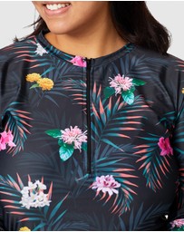 Modest Mermaid - Flowering zip 3/4 top SPF50+