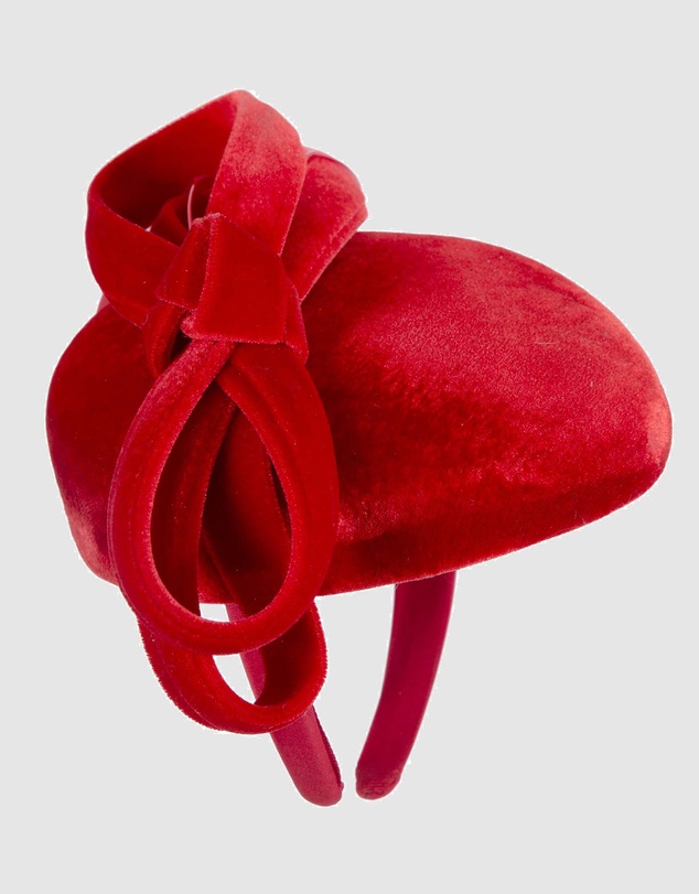 Max Alexander - Velvet Red Winter Pillbox Fascinator
