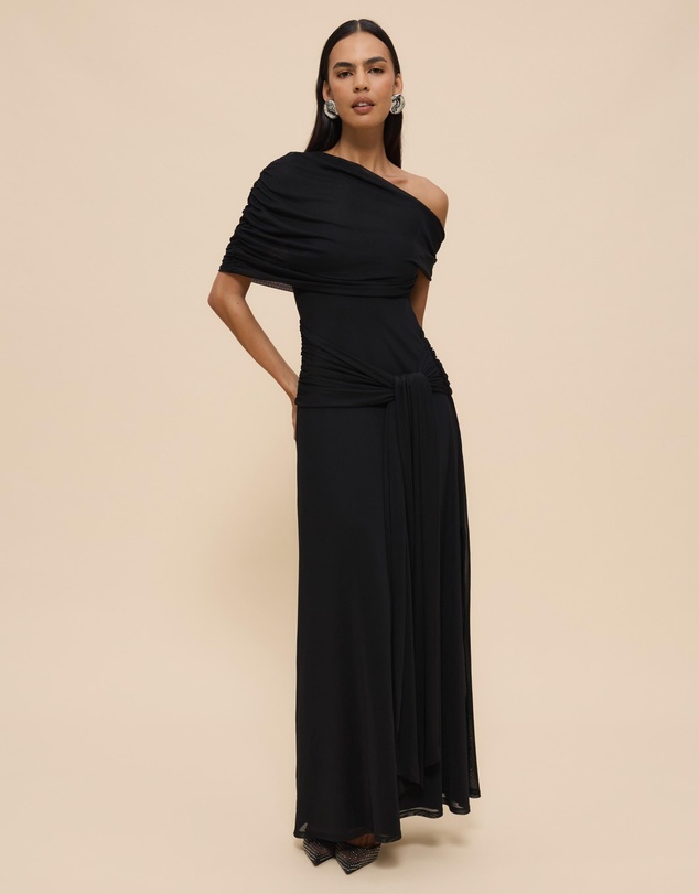 Revibe - Repaired CHANCERY Margot One Shoulder Drape Maxi Dress - AU 16