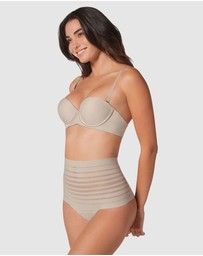 Leonisa - Sheer Stripe Tummy Compression High Waist Thong
