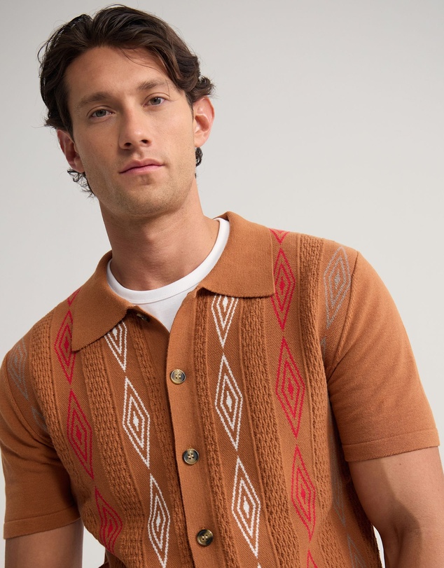 Oxford - Carey Patterened Button Up Polo