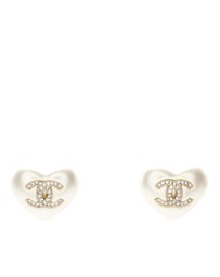 Pre-Loved by Azura Reborn - Pre-Loved CC Gold Plated Faux Pearl and Rhinestone Heart Earrings