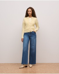 Trenery - Brushed Alpaca Button Through Cardigan in Winter Butter