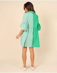 Petal & Pup - Didi Frill Mini Dress - Green Stripe