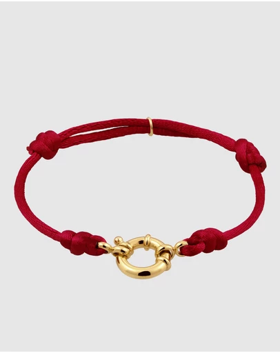 Elli Jewelry - Bracelet Women Satin Ribbon Red 925 Sterling Silver Gold Plated