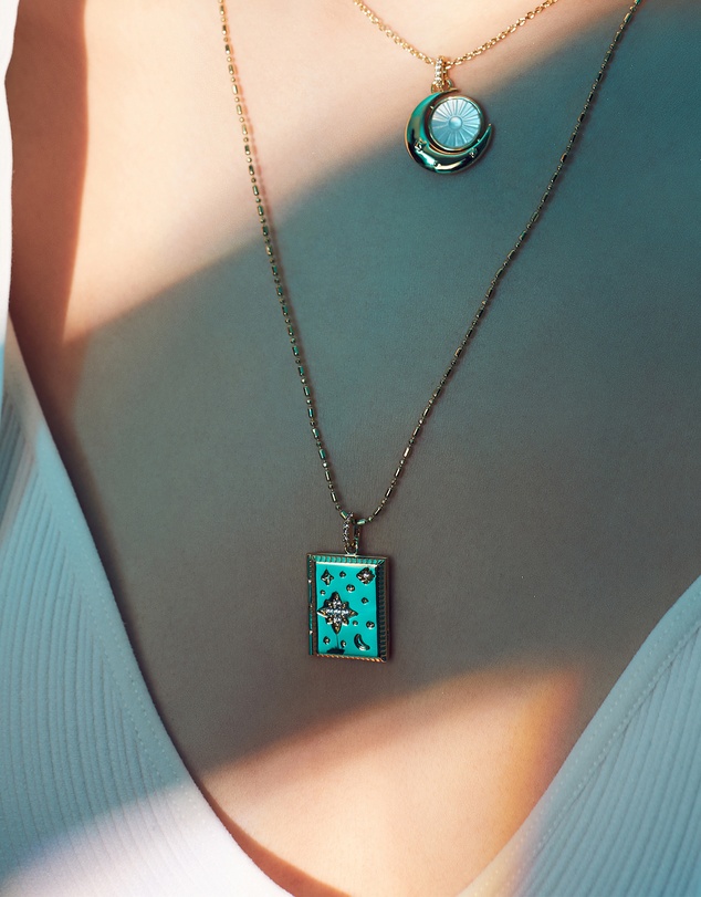 Wanderlust + Co - Fly Me To The Moon Gold Locket Necklace