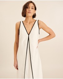 AERE - Zena Linen Contrast Midi Dress