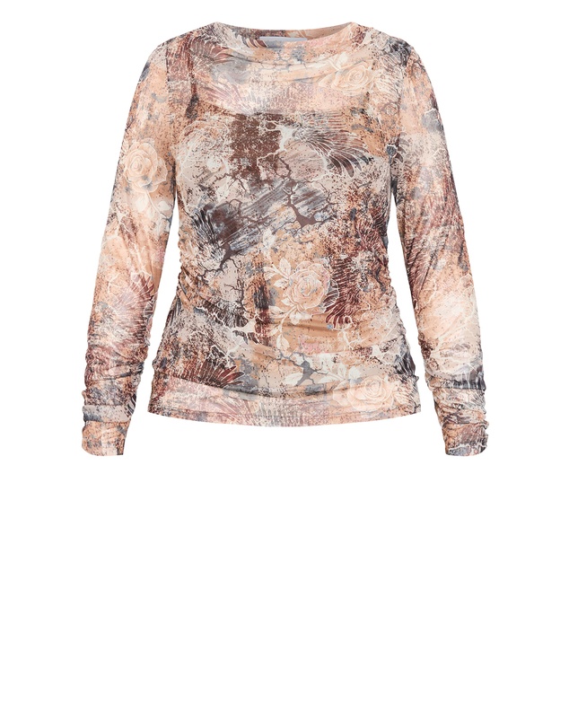 City Chic - Lauryn Ruched Print Top