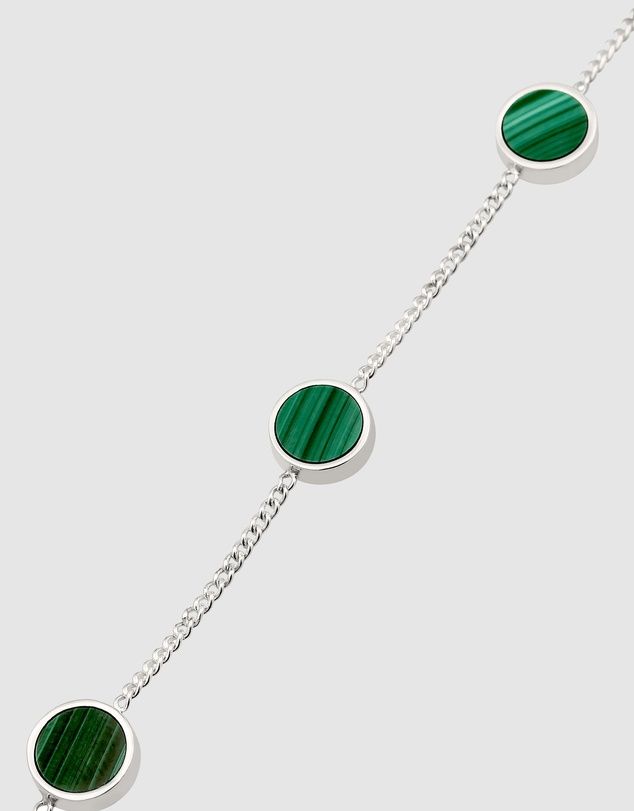 Kuzzoi - ICONIC EXCLUSIVE - Bracelet Male Circle Green Malachite 925 Sterling Silver