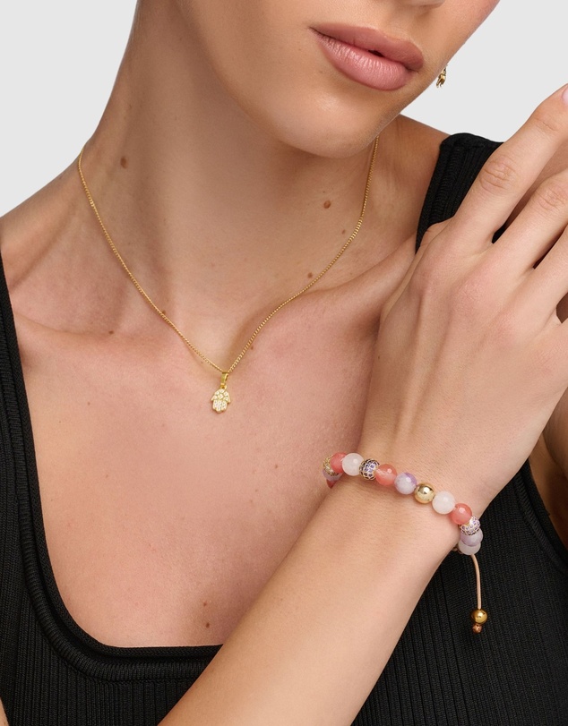 Nialaya Jewellery - Women's Mini Hamsa Hand Necklace in Gold