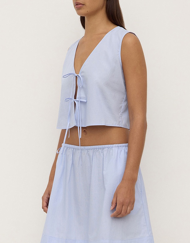 Assembly Label - Havana Stripe Poplin Tie Front Top