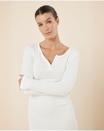 Gingerlilly - Bonnie Ribbed Long Sleeve Midi Henley Nightdress
