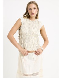 Subtitled - Belly Shirred Tie Top