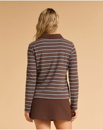 MVN - Stripe Long Sleeve Polo Top