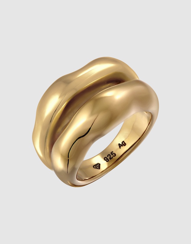 Elli Jewelry - Chunky Band Ring in Gold-Plated 925 Silver