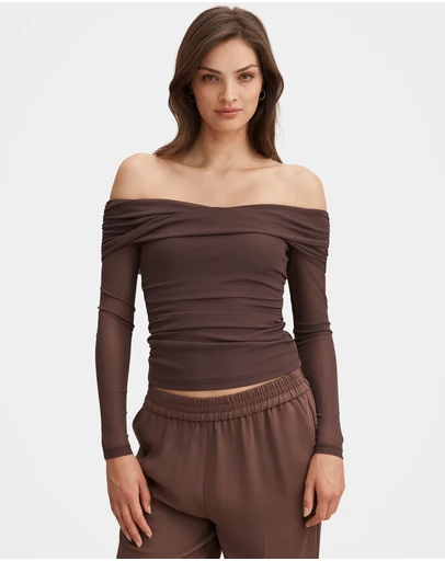 Forever New - Gigi Mesh Twist Bardot Top