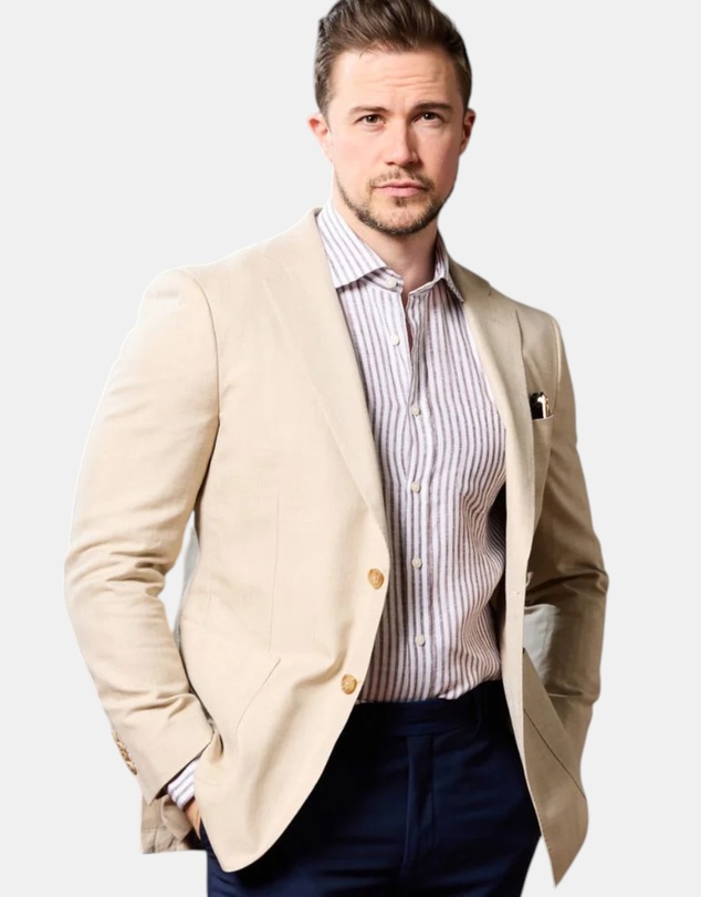Henry Bucks - SARTORIAL EDGE Slim Stretch Blazer ECRU REG