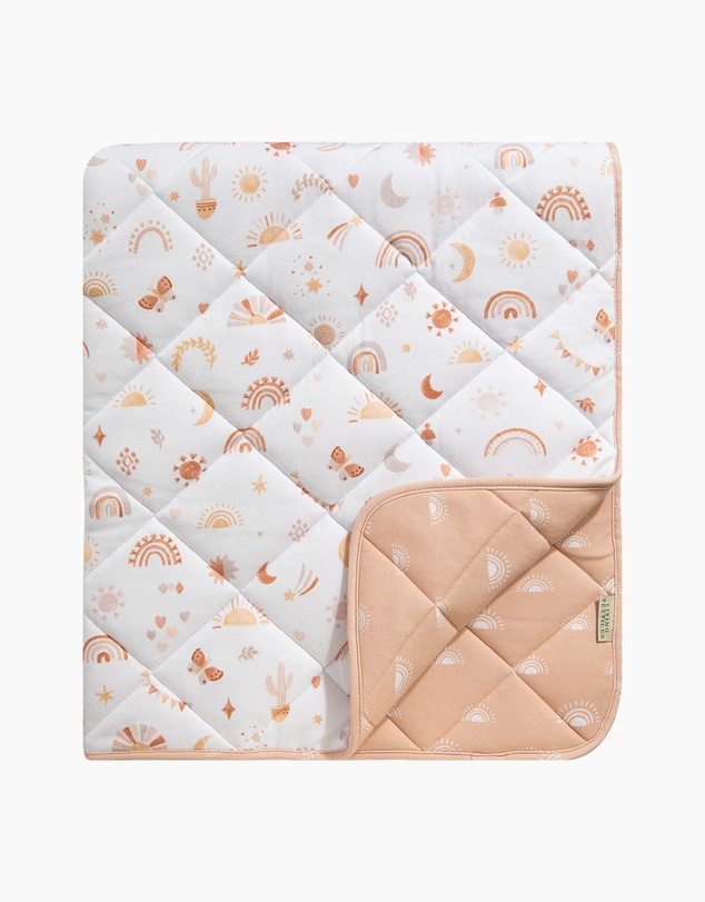 Living Textiles - Reversible Organic Quilted Cot Comforter- Bohemian Bliss