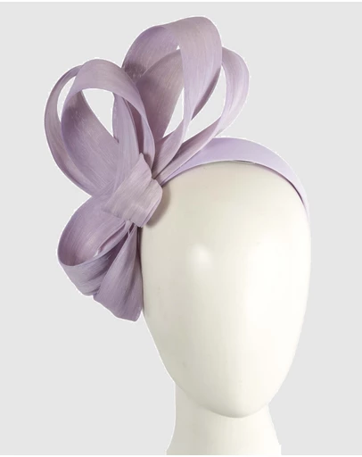 Fillies Collection - Light Lilac Silk Abaca Loops Racing Fascinator