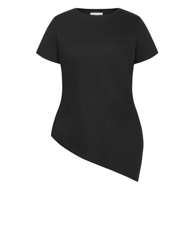 City Chic - Plus size Angled Hem Cotton Tee - black
