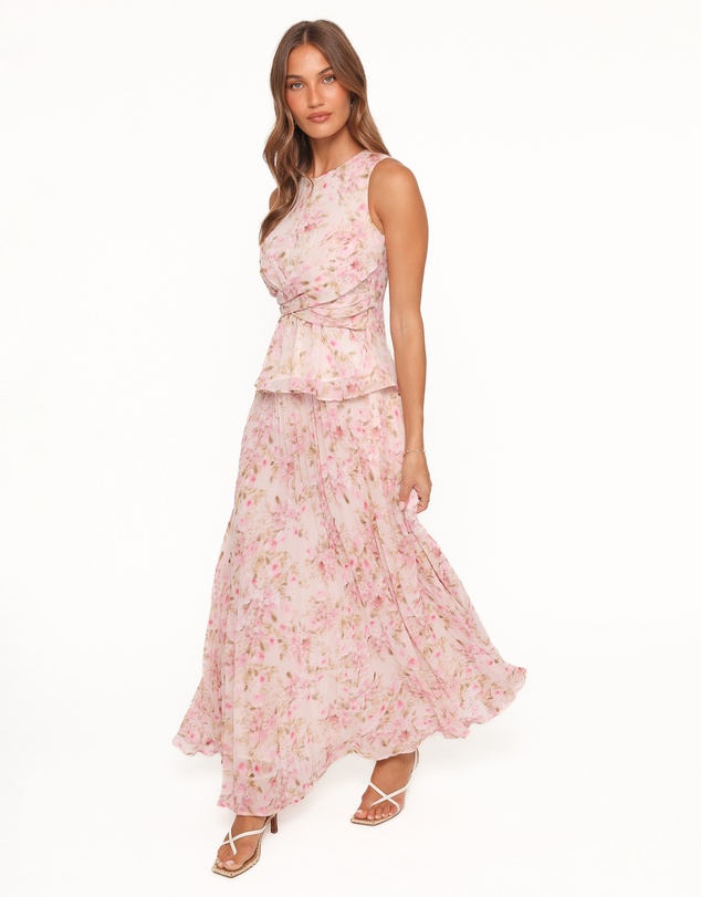 Petal & Pup - Mena Pleated Maxi Skirt - Blurred Pink Floral