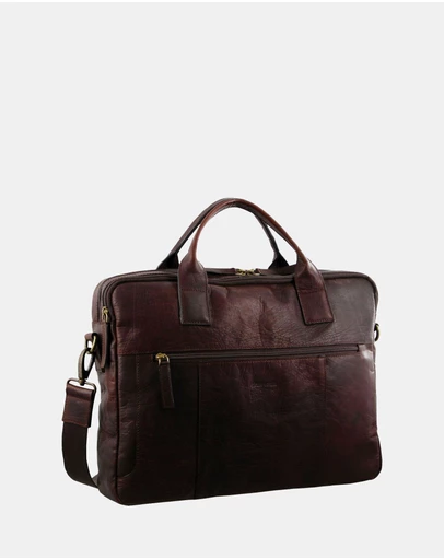 Pierre Cardin - Pierre Cardin Rustic Leather Computer Bag