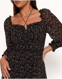 Petal & Pup - Keziah Long Sleeve Maxi Dress - Navy Ditsy Floral