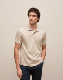 Trenery - Mercerised Cotton Tipped Polo in Fawn