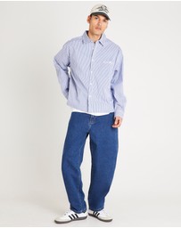 Black Noise White Rain - Miami Striped Long Sleeve Shirt