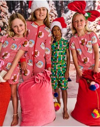 Kip&Co - Christmas Organic Cotton Short Sleeve Tee & Shorts Pyjama Set - Teens