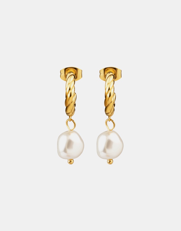 Zoe Olivia - Waterproof Twist Pearl Drop Stud Hoops