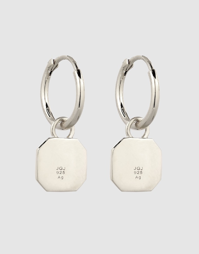 Kuzzoi - ICONIC EXCLUSIVE - Enamel Octagon Hoop Earrings in 925 Silver