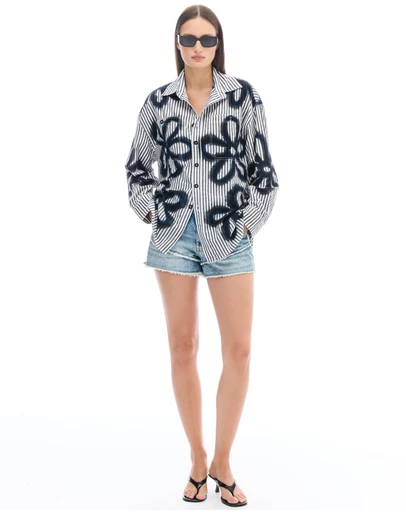 THE TALES - Floral Street Hand Spray Stripe Shirt