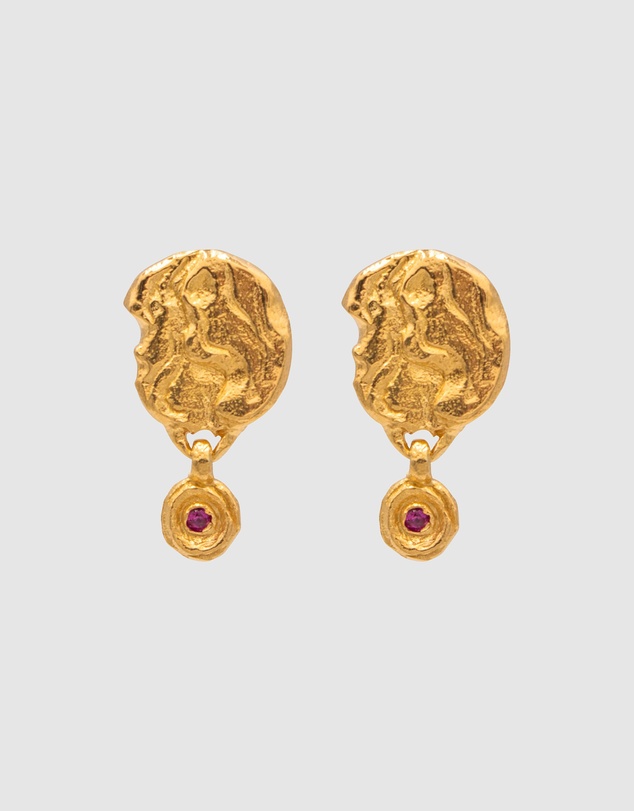 Haze & Glory - ICONIC EXCLUSIVE - Earrings Ruby Red Jamilla in 925 Sterling Silver Gold Plated