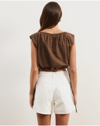 Atmos&Here - Siena Cotton Gathered Tank with Ties