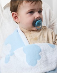 Living Textiles - Pram Knitted Blanket - Cloud Whisper / Blue