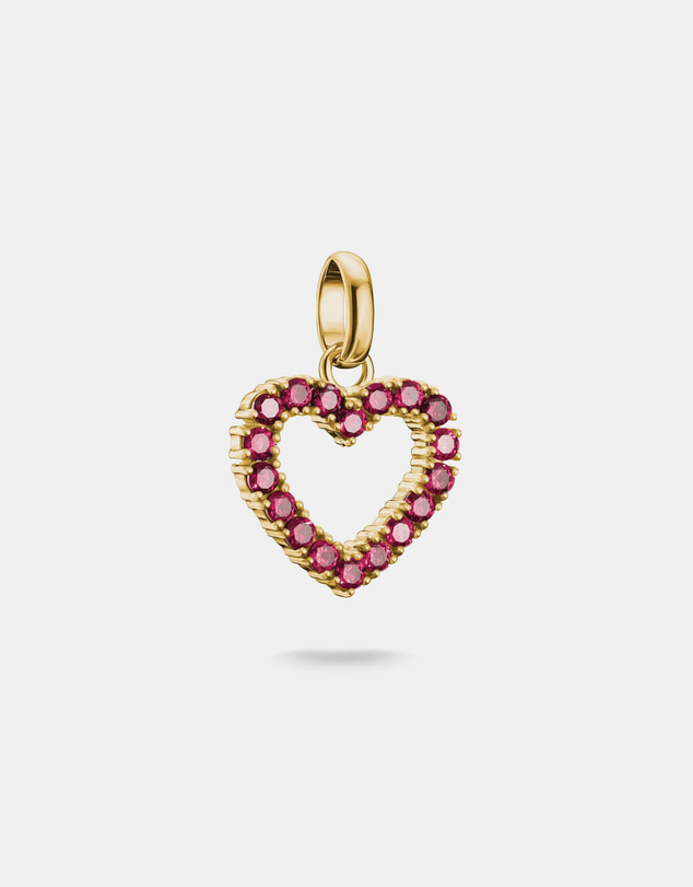 THOMAS SABO - Gold-Plated Heart Charm with Lab-Grown Ruby